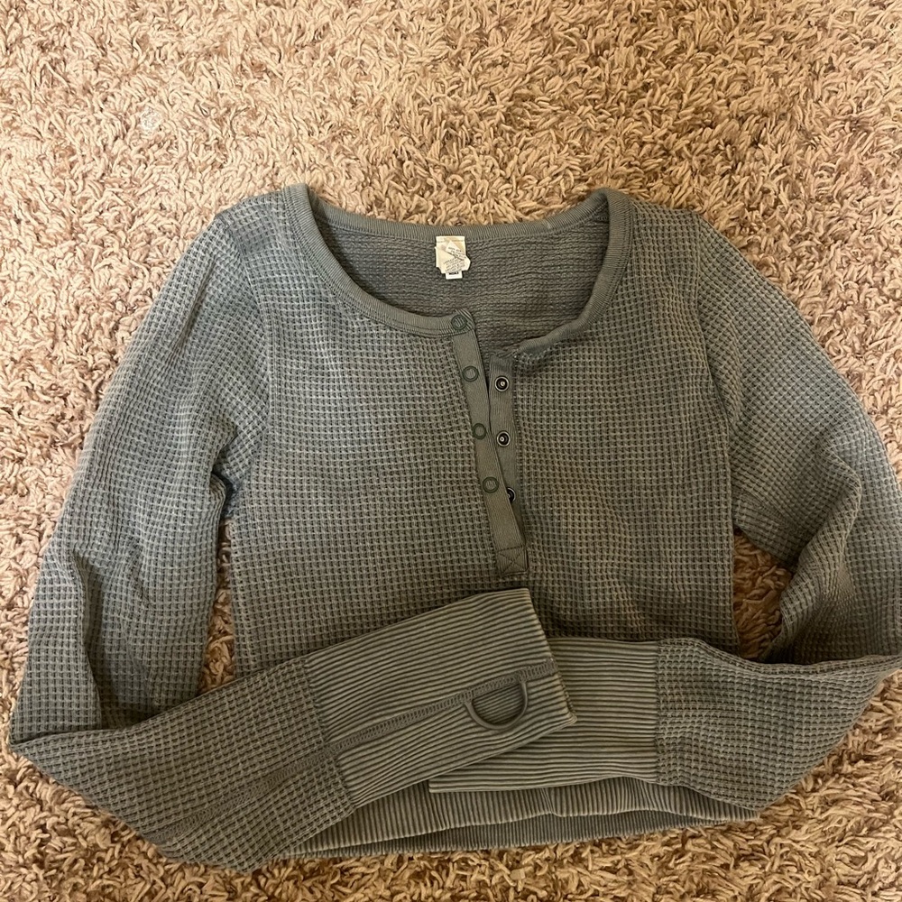 Women's Grey Button-Up Sweater